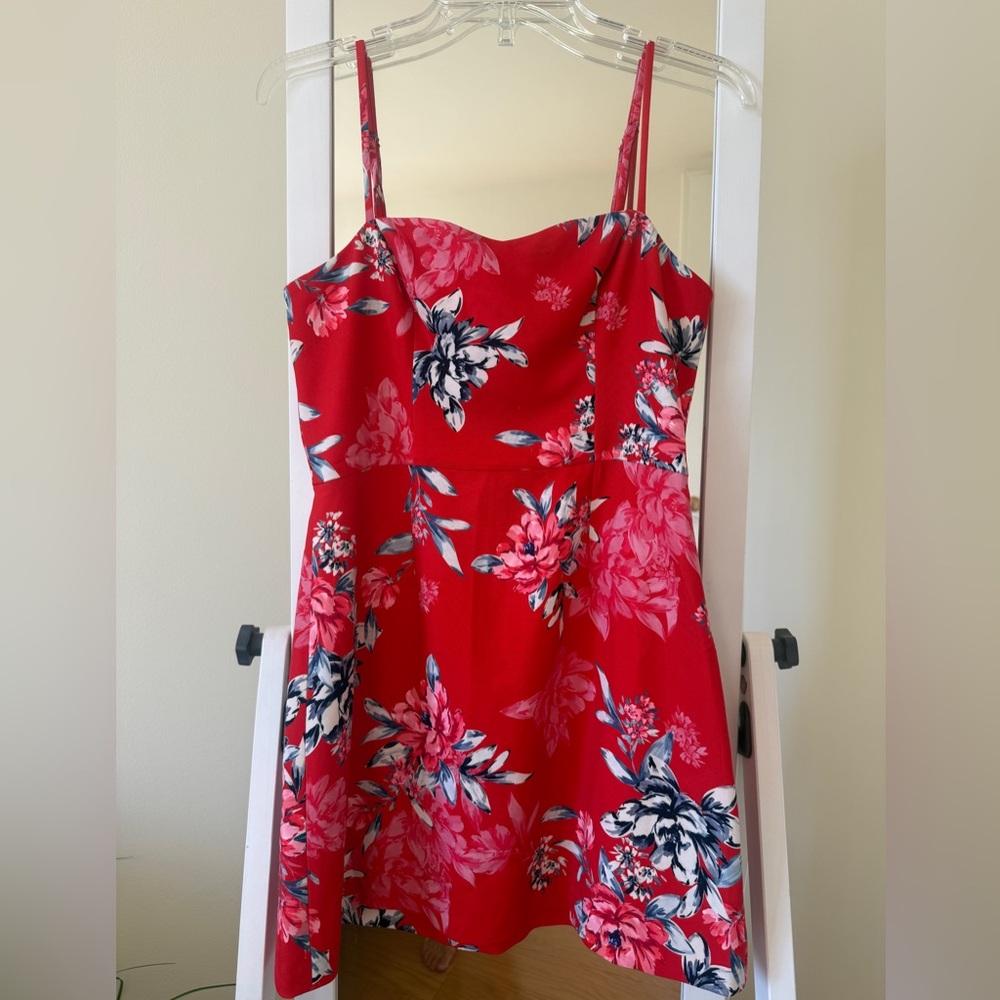 French Connection Bright Red Floral Dress
